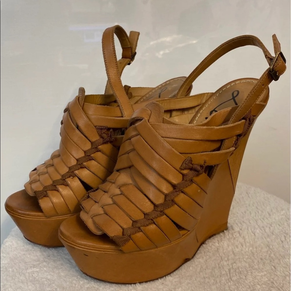 Lanvin leather wedge platform sandals 37